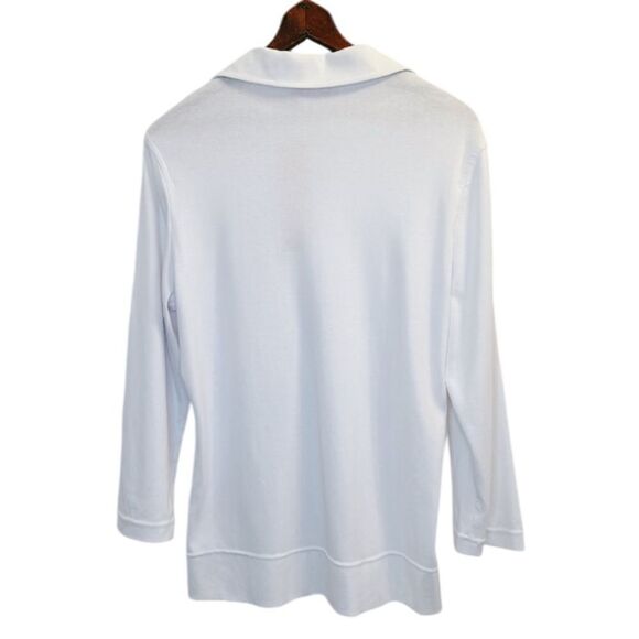 TORY BURCH White Long Sleeve Polo Shirt NWT - Picture 4 of 13